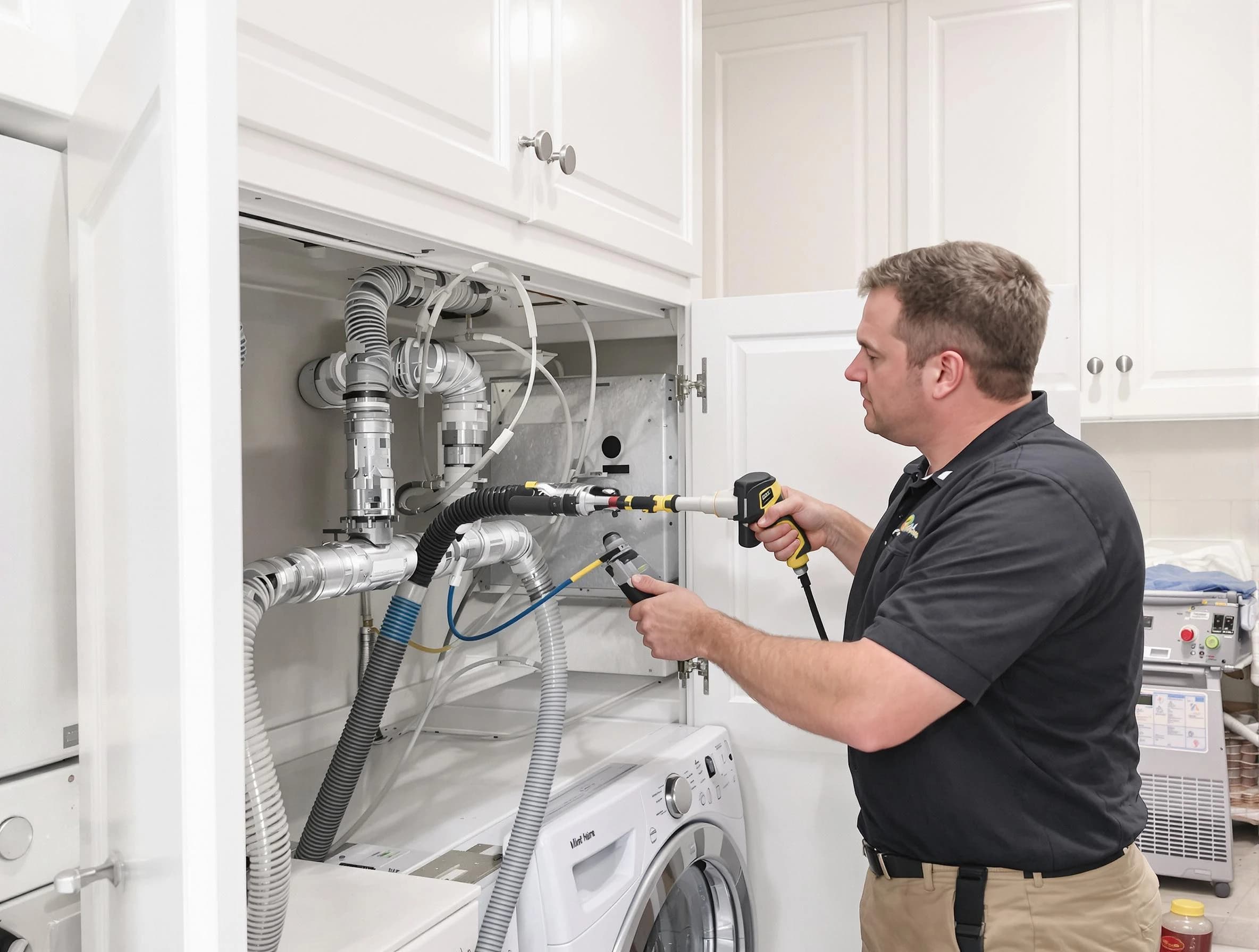 Farmington Dryer Vent Cleaning professional removing severe blockage from a clogged dryer vent in Farmington
