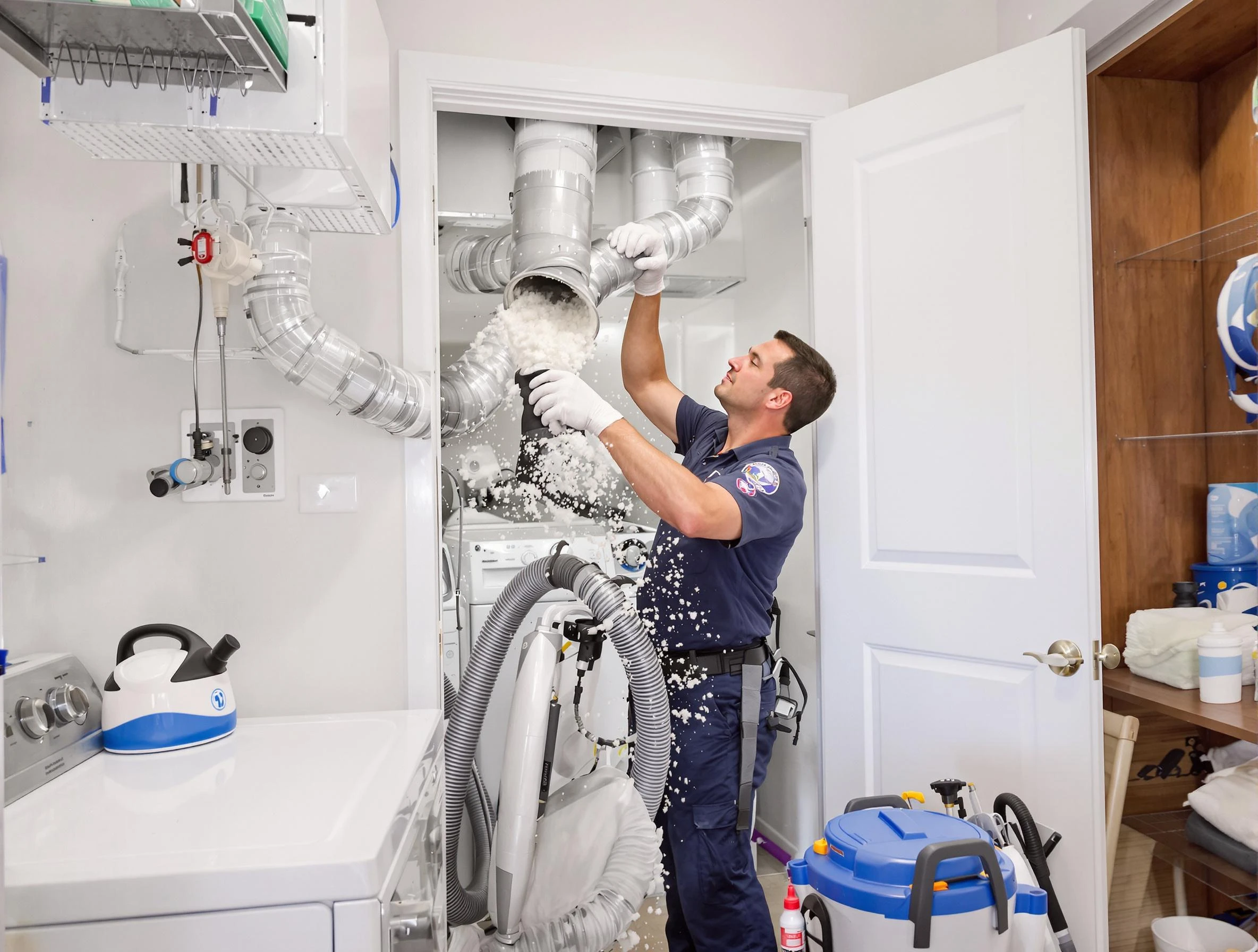 Farmington Dryer Vent Cleaning technician delivering thorough residential dryer vent cleaning service in Farmington